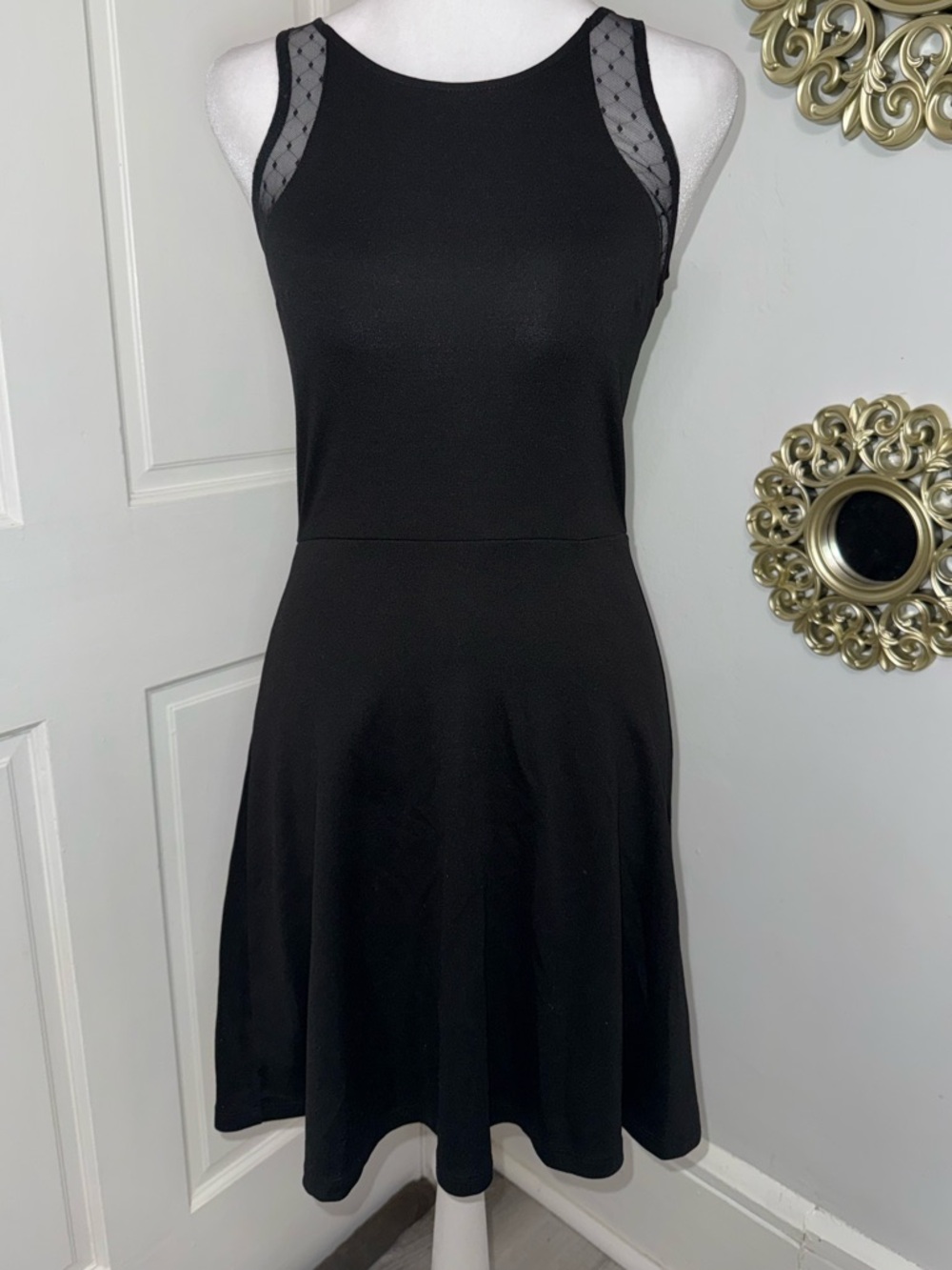 H&M Black Mini Casual Dress With Mesh Shoulder Details Size XS. - Picture 2 of 12